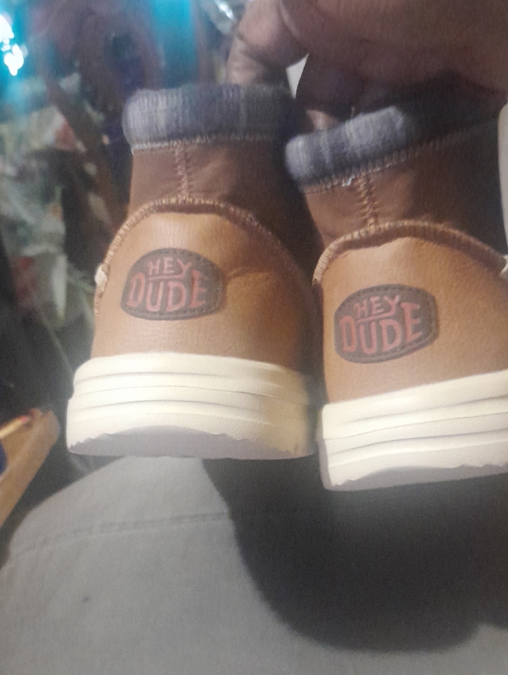 Hey Dude Tan Brown Leather-Style Lace-Up Casual Boots - Picture 6 of 6